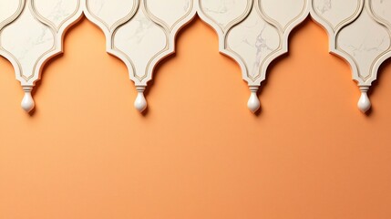 Fototapeta premium Elegant Islamic Arabesque Design Cream Marble and Orange Background Architectural Detail Decorative