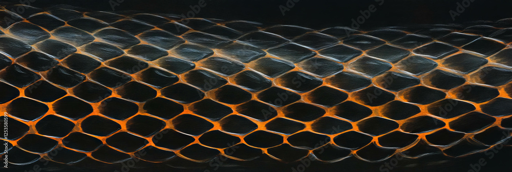 Poster hand-drawn snake skin pattern featuring wavy lines and elongated scales for design projects