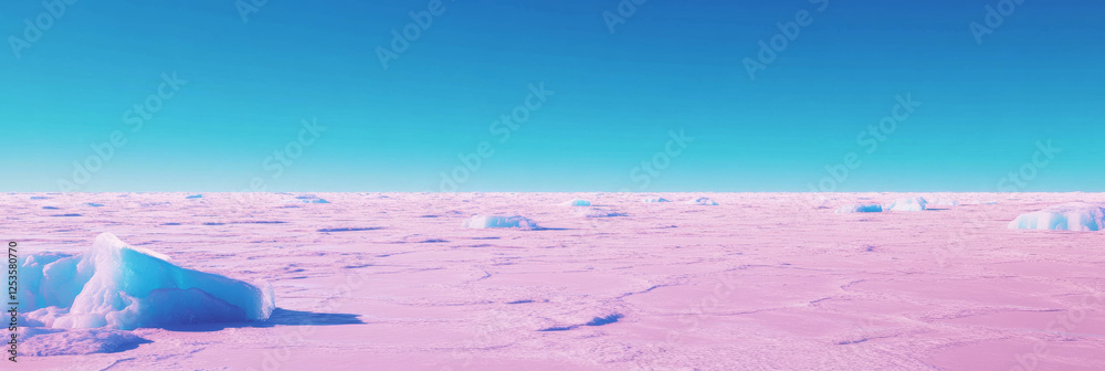 Aufkleber Infinite frozen desert with ice dunes under harsh lighting and deep shadows