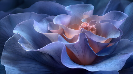 stunning abstract flower with soft purple tones and delicate petals, evoking sense of tranquility and beauty