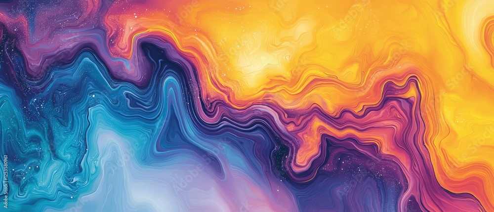 Wall mural abstract digital artwork featuring deep space theme with colorful swirls and bright background for c