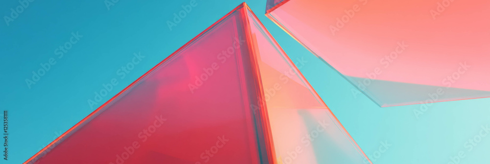 Aufkleber Interlocking geometric shapes and sharp angles creating a competitive atmosphere in bright colors