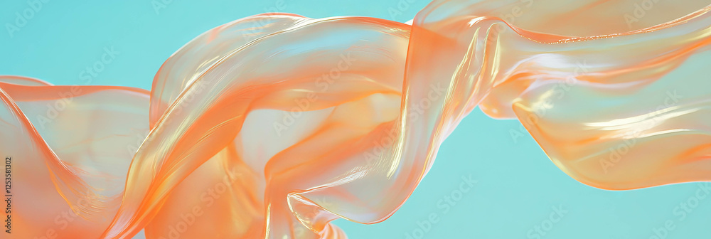 Poster intertwined ribbons and flowing shapes convey a sense of freedom and movement