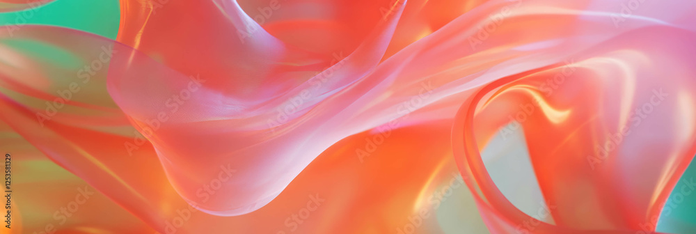 Poster intertwined ribbons and flowing shapes convey movement and flexibility in bright colors