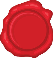 Cartoon wax stamp. Vintage postage seal stamp, red wax label marks, medieval post signet flat vector illustration icon. Postal paraffin stamps