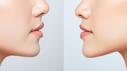 Obraz premium Laser YAG Hair Removal Concept, Side by Side Comparison of Skin Appearance Before and After YAG Laser Treatment