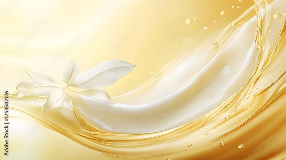 Leinwandbilder Elegant golden abstract fluid wave with sparkling lights and shiny metallic textures  Luxurious premium background with dynamic smooth and glistening effects