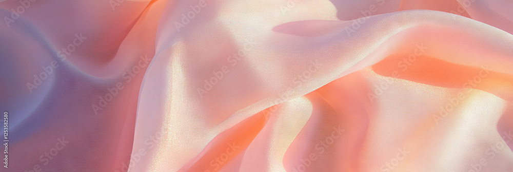 Poster light peach cotton fabric with a smooth texture on a bright background for banners