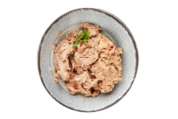 tuna fish canned fresh tasty dish gourmet food background on the table rustic food top view copy space keto and paleo diet food pescetarian 
