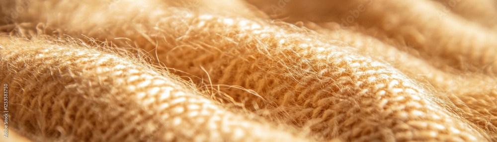 Poster Macro texture of coarse burlap showcasing intricate fibers in a bright setting
