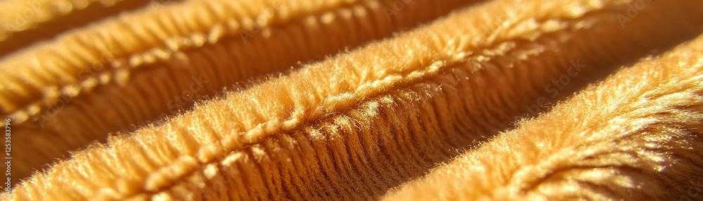 Poster bright yellow corduroy texture showcasing vertical ridges in a macro shot