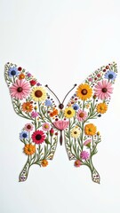 Fototapeta premium Colorful floral butterfly design with vibrant flowers and delicate petals