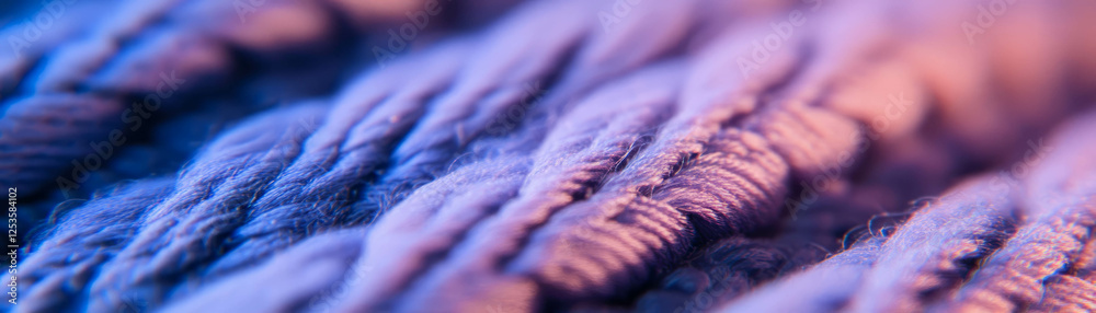 Poster macro texture of double knit fabric showcasing interwoven yarns with bright background