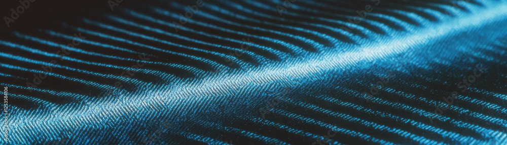 Poster Macro textile view of denim showcasing diagonal weave and distinct texture against a bright backdrop