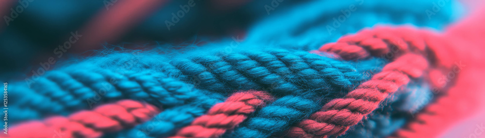 Poster explore the vibrant macro texture of double knit fabric with interwoven yarns