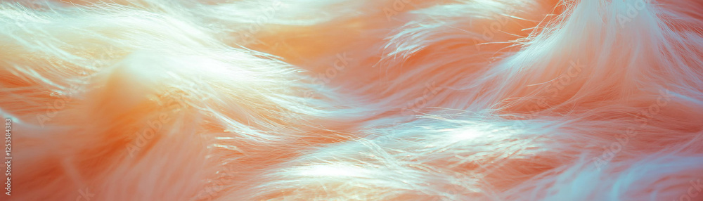 Poster macro shot of soft faux fur texture with long hairs and a bright background for banners