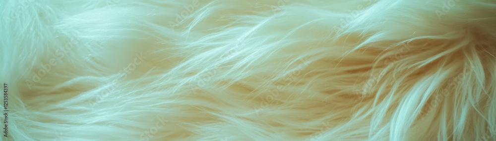 Aufkleber Macro texture of soft faux fur with long strands set against a bright backdrop for design use