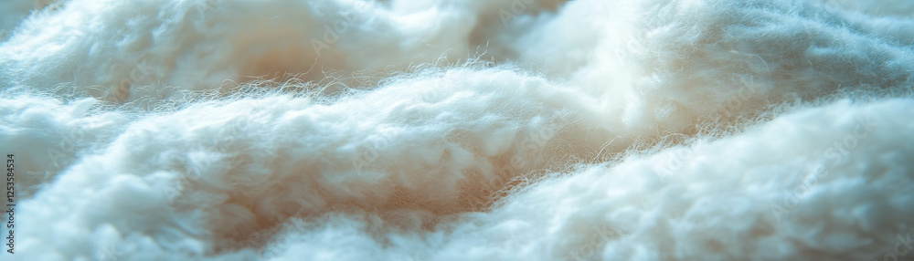 Poster macro texture of fleece showcasing soft pile in a bright background for warm aesthetics