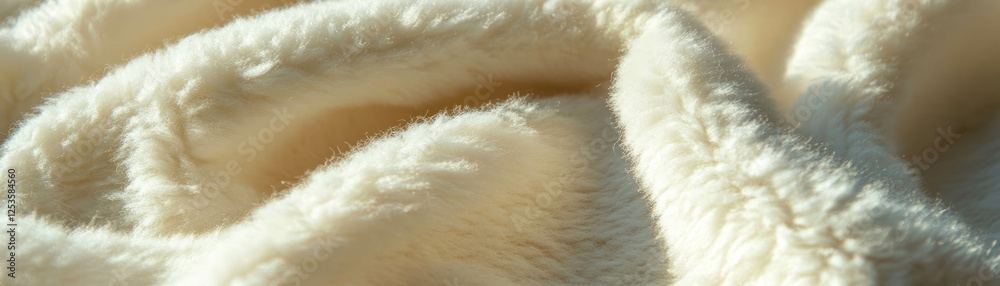 Poster macro texture of fleece showcases soft pile and warm feel against a bright background
