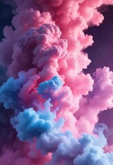 Fototapeta premium Vibrant swirling clouds of pink and blue smoke in an infinite loop , background, swirling