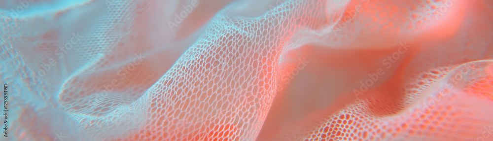 Poster Intricate lace macro texture captures delicate patterns against bright background