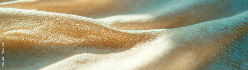 Poster macro texture of linen revealing unique slubs and a soft, inviting surface in bright light