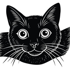 black and white cat vector