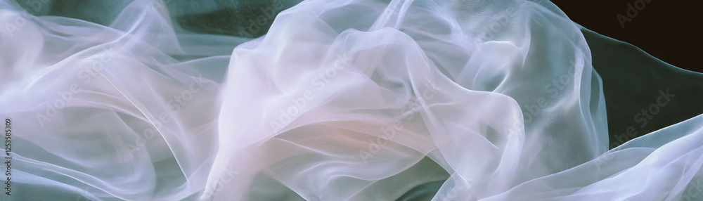 Poster macro close-up of organza fabric showcasing intricate texture and translucent fibers
