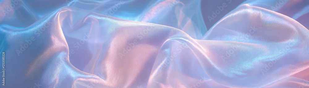 Poster Macro texture of organza showcasing translucent fibers and crisp structures in bright setting