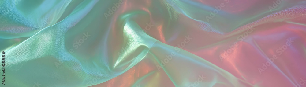 Poster macro texture of organza with translucent fibers and bright background for creative applications