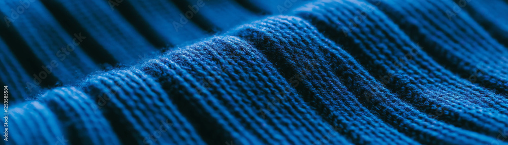 Poster Macro texture of ribbed knit fabric with vertical lines and bright background