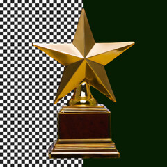 Golden Star Trophy Award for Excellence and Achievement on transparent background, png, psd
