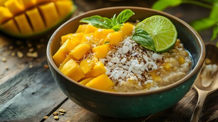 Mango Lime Smoothie Bowl with Coconut Flakes for a Healthy Breakfast