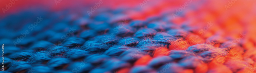 Poster Macro shot of vibrant tweed texture showcasing colorful threads and unique weave patterns