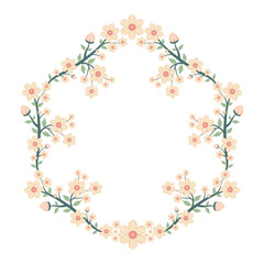 Floral Wreath Frame Delicate Pastel Blossom Border