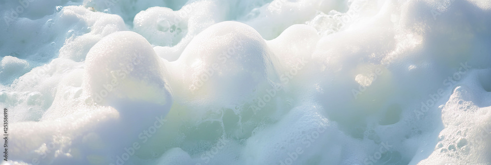 Poster Melting snow reveals intricate patterns with soft light against a bright backdrop
