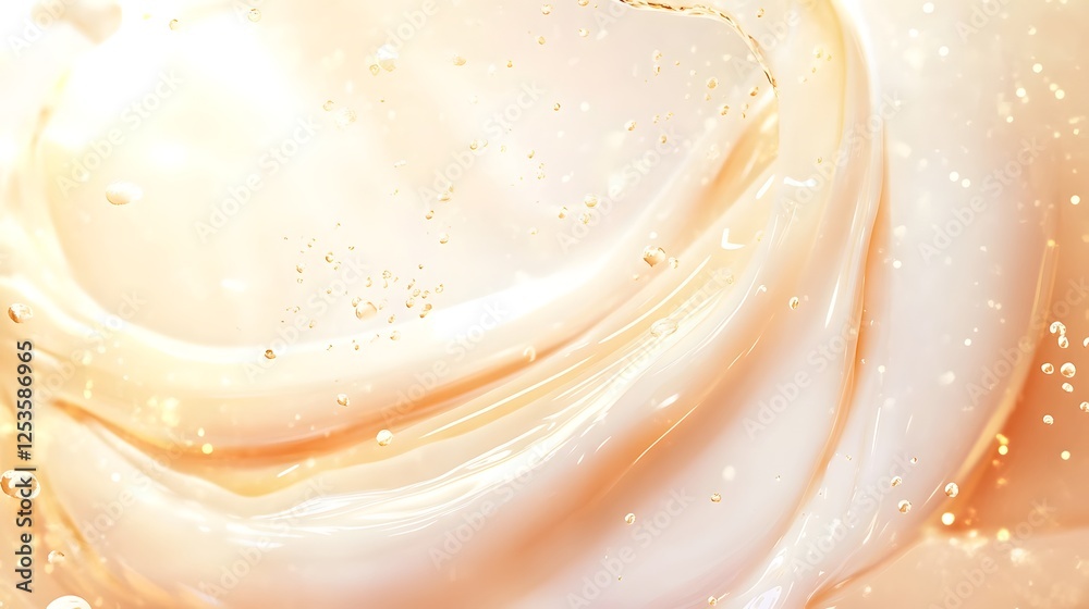 Poster Ethereal glimmering bubbles floating in a radiant metallic haze against a soft champagne colored backdrop  The image has a dreamy romantic and luxurious feel