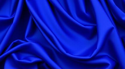 Deep Sky Blue abstract background. Silk satin velvet fabric. Elegant luxury rich. Curtain drapery fold line wave flow. Romance Valentine Birthday Christmas