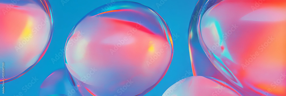 Poster transparent geometric shapes create a striking visual experience with bright colors and depth
