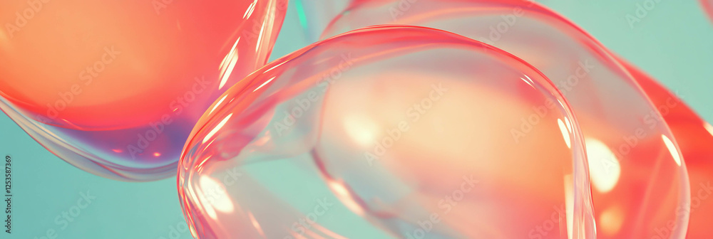 Poster Overlapping transparent shapes create depth with a bright background for visual interest