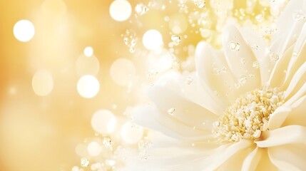 Exquisite close up of a delicate white flower blooming in a soft glowing light  The petals are pure velvety and ethereal creating a serene and romantic atmosphere  This natural