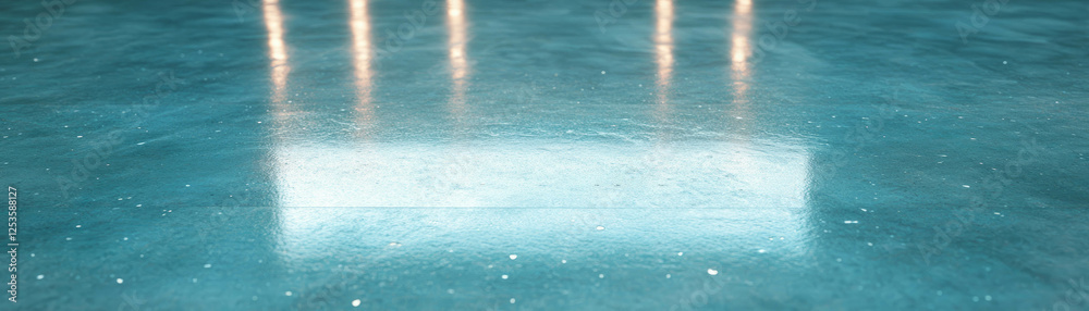 Aufkleber polished concrete floor with high gloss finish and reflective surface in a bright setting