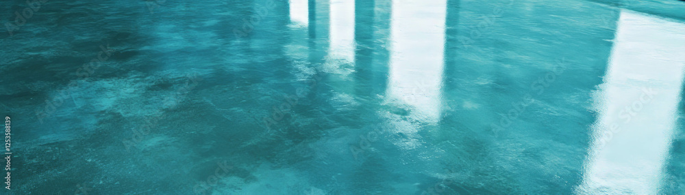 Fototapete high gloss polished concrete surface with reflective quality and smooth texture in bright setting