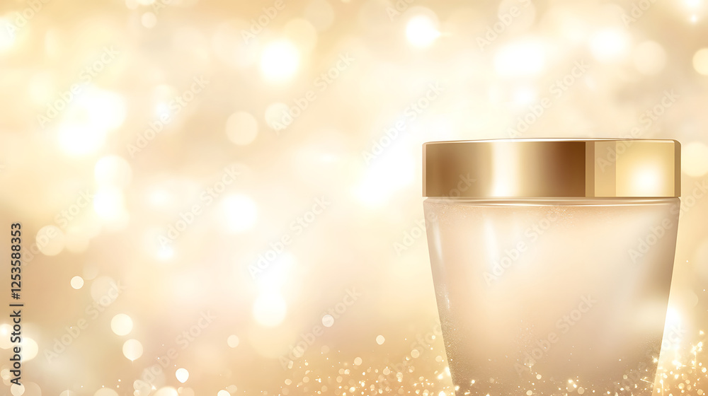 Fototapete glowing shiny gift box with sparkling golden light and blurry soft background creating an elegant lu