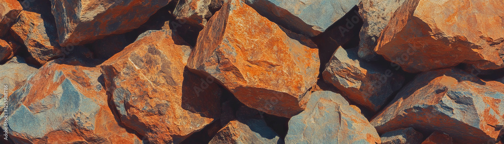 Poster rough hewn stone with varied textures and bright background for creative projects