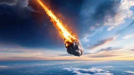 A powerful asteroid narrowly missing Earth, symbolizing cosmic threats and planetary defense