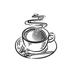 A Hot Cup of Coffee in Minimalist Line Art Style