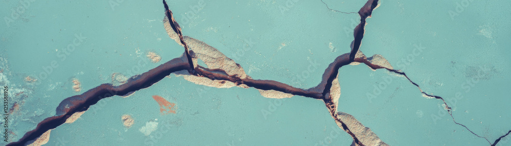 Aufkleber rough textured cement surface with deep cracks and shadows in bright background