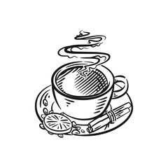 A Hot Cup of Coffee in Minimalist Line Art Style