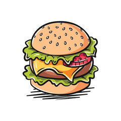 Colorful Hamburger in Vector Illustration